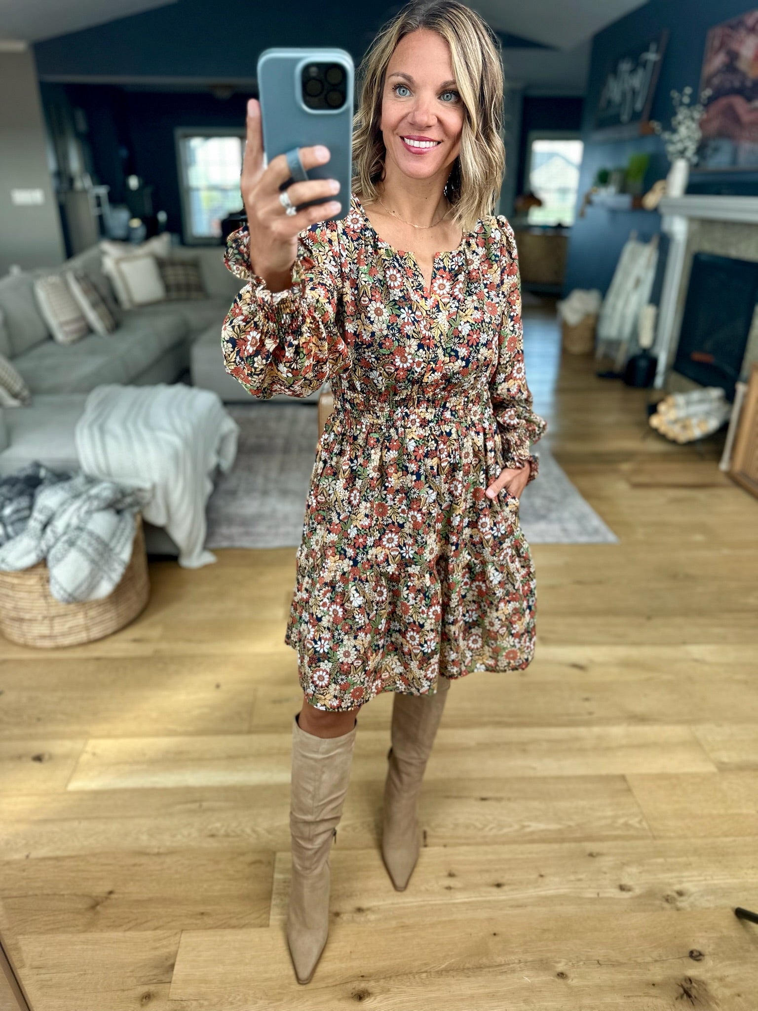 Floral Harvest Pocket Dress-In Loom-Anna Kaytes Boutique, Women's Fashion Boutique in Grinnell, Iowa