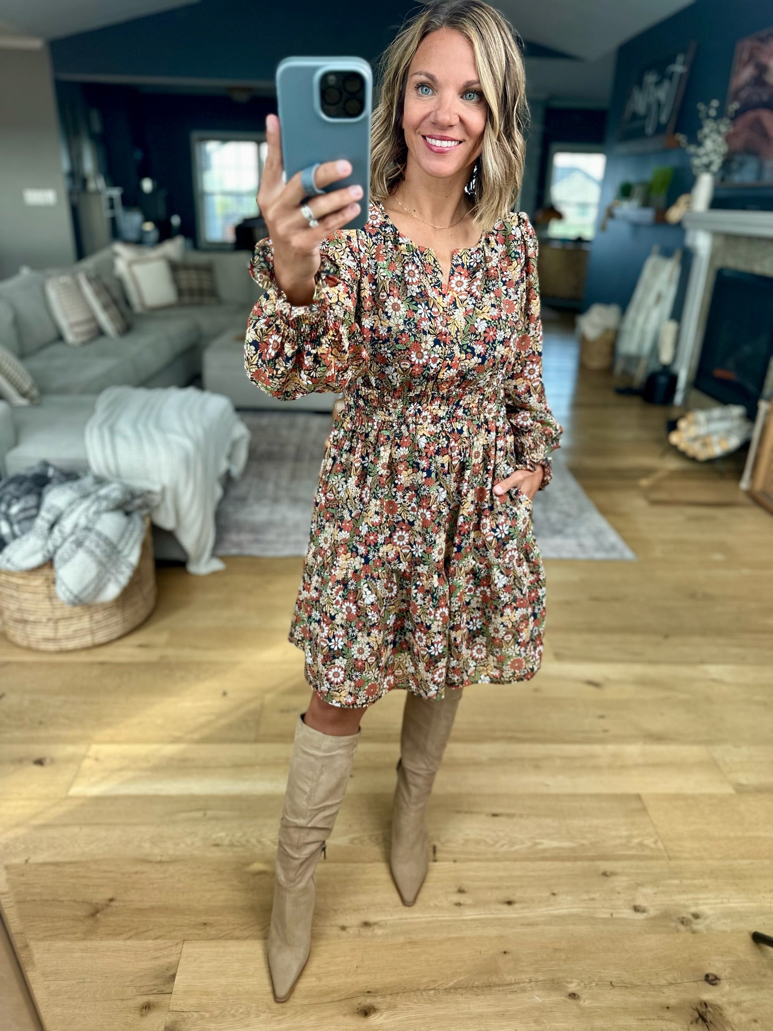 Floral Harvest Pocket Dress-In Loom-Anna Kaytes Boutique, Women's Fashion Boutique in Grinnell, Iowa