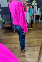 Open Hearts V-Neck Long Sleeve Top - Hot Pink-Jodifl-Anna Kaytes Boutique, Women's Fashion Boutique in Grinnell, Iowa