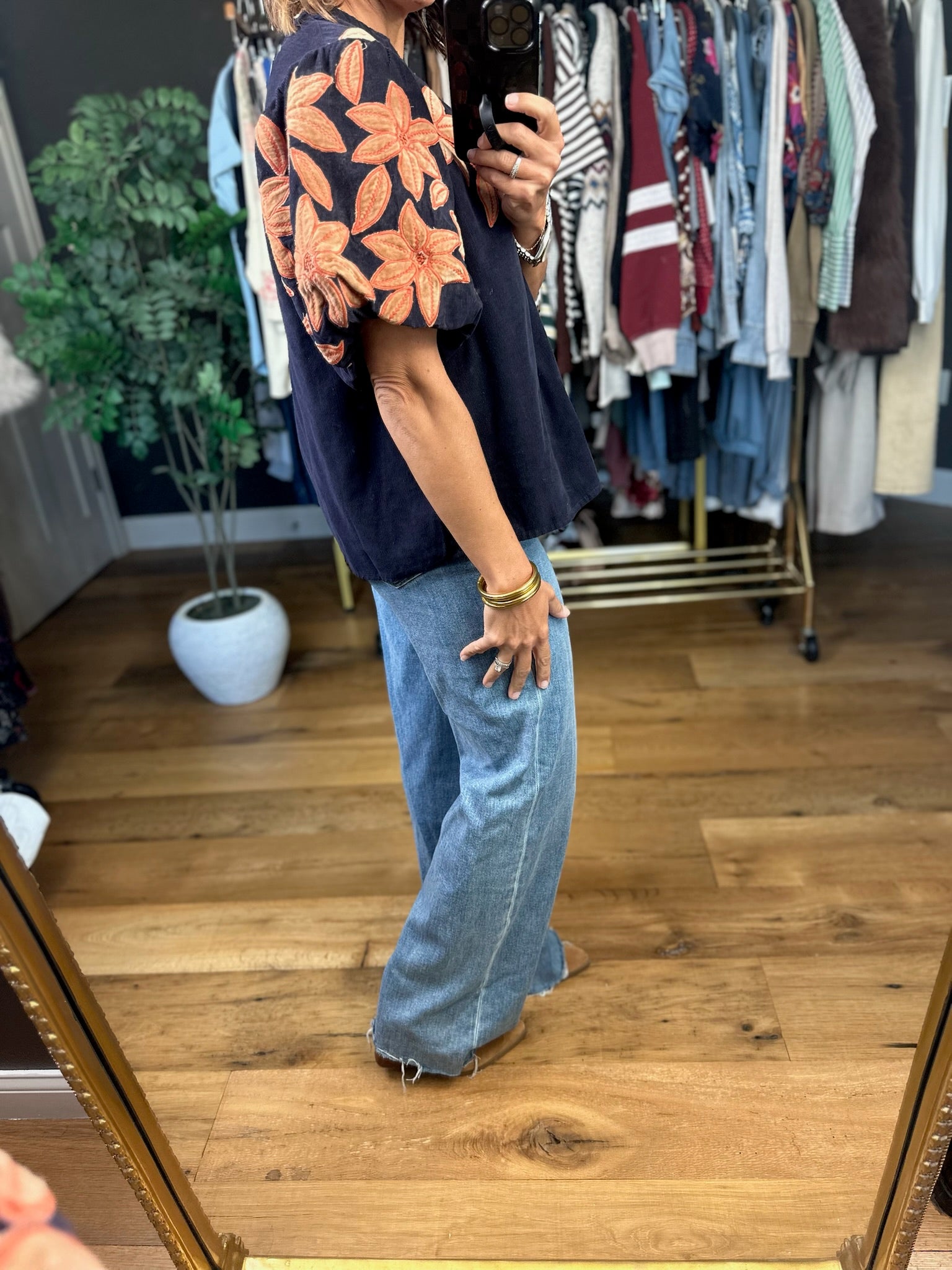 Follow You There Embroidery-Detail Top-Short Sleeves-THML-Anna Kaytes Boutique, Women's Fashion Boutique in Grinnell, Iowa