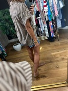 Highly Qualified Striped Button-Down Top - Brown-Short Sleeves-Vine & Love-Anna Kaytes Boutique, Women's Fashion Boutique in Grinnell, Iowa