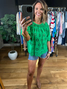 Close Knit Eyelet-Detail Top-Short Sleeves-THML-Anna Kaytes Boutique, Women's Fashion Boutique in Grinnell, Iowa
