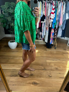 Close Knit Eyelet-Detail Top-Short Sleeves-THML-Anna Kaytes Boutique, Women's Fashion Boutique in Grinnell, Iowa