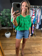 Close Knit Eyelet-Detail Top-Short Sleeves-THML-Anna Kaytes Boutique, Women's Fashion Boutique in Grinnell, Iowa