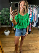 Close Knit Eyelet-Detail Top-Short Sleeves-THML-Anna Kaytes Boutique, Women's Fashion Boutique in Grinnell, Iowa