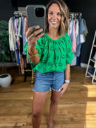 Close Knit Eyelet-Detail Top-Short Sleeves-THML-Anna Kaytes Boutique, Women's Fashion Boutique in Grinnell, Iowa