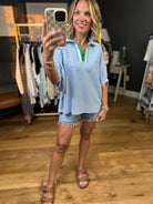 On The Greens Striped Dolman-Sleeve Top - Blue-Entro-Anna Kaytes Boutique, Women's Fashion Boutique in Grinnell, Iowa