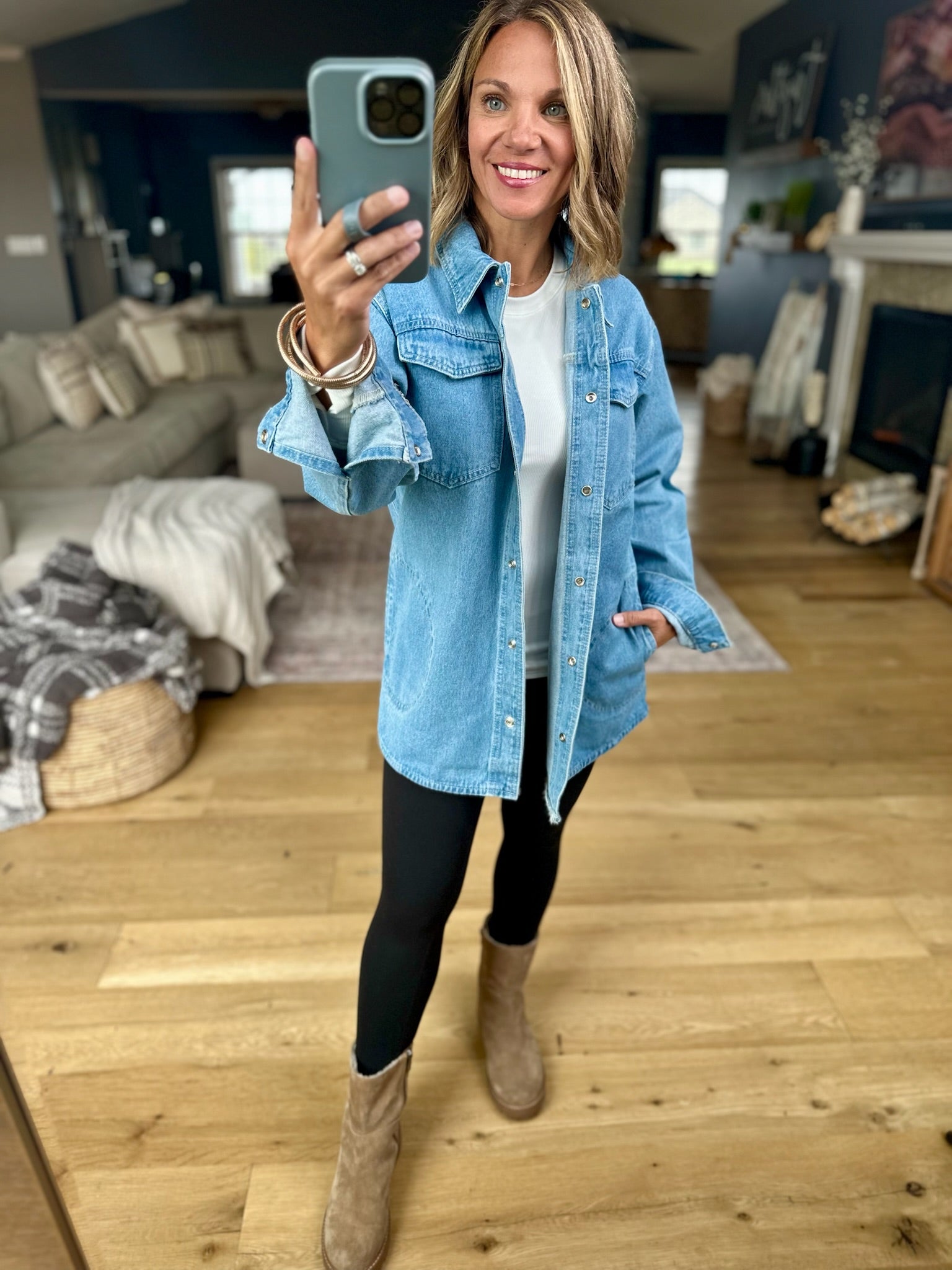 Asking Questions Denim Jacket-Wishlist-Anna Kaytes Boutique, Women's Fashion Boutique in Grinnell, Iowa