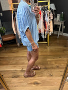 On The Greens Striped Dolman-Sleeve Top - Blue-Entro-Anna Kaytes Boutique, Women's Fashion Boutique in Grinnell, Iowa