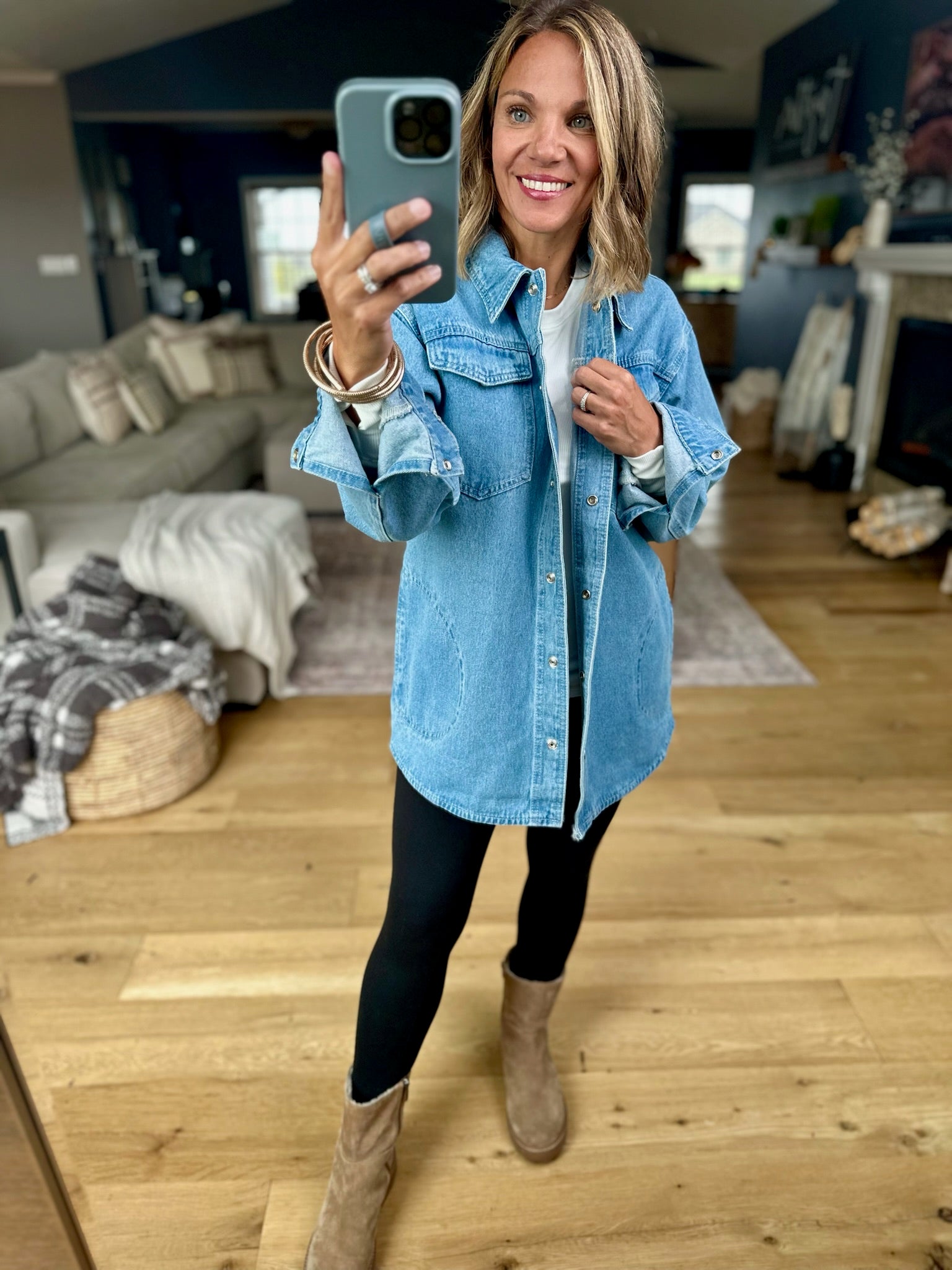 Asking Questions Denim Jacket-Wishlist-Anna Kaytes Boutique, Women's Fashion Boutique in Grinnell, Iowa
