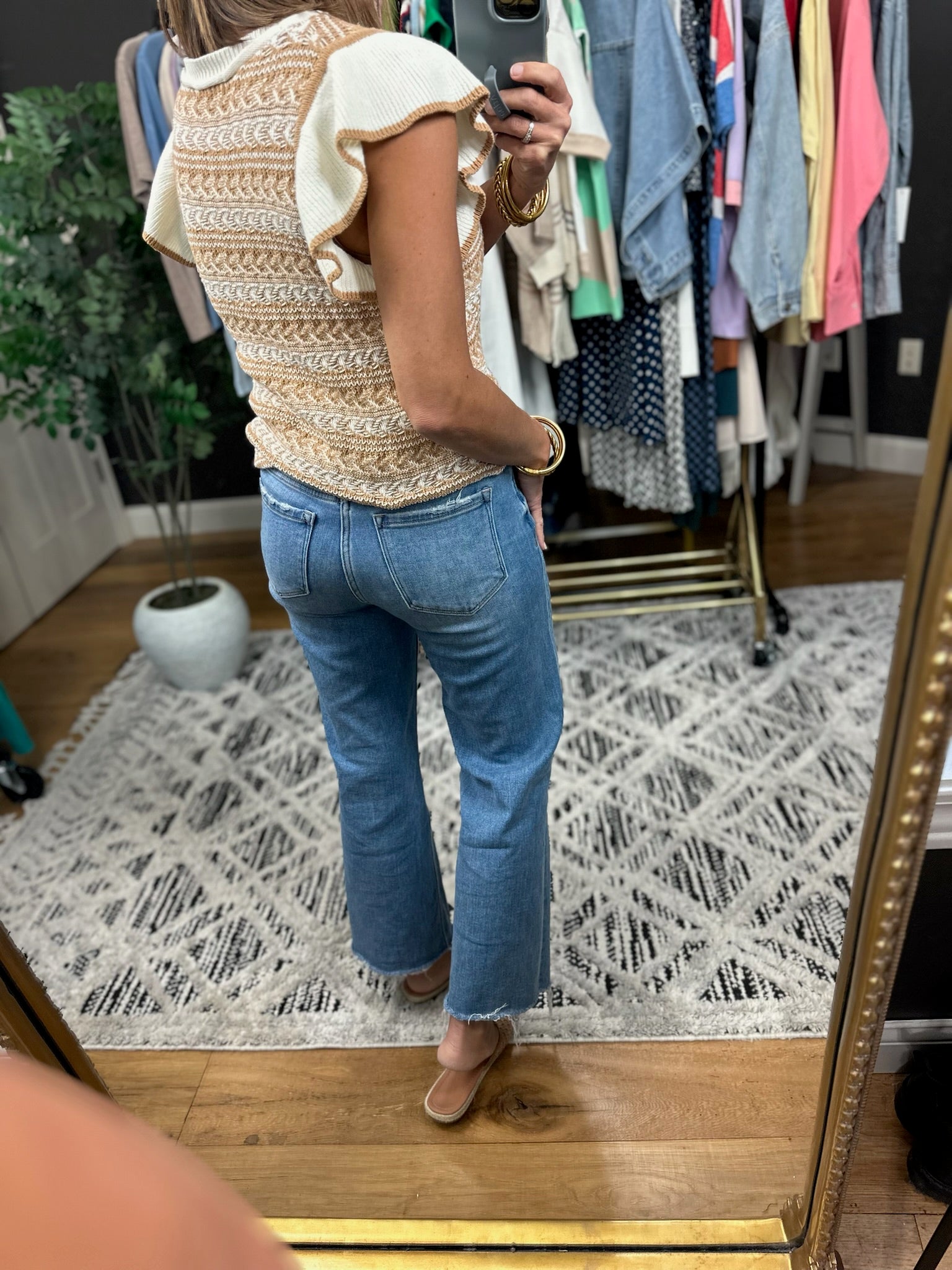 Greatest Moments Flutter Sleeve Knit Top-Short Sleeves-Skies Are Blue-Anna Kaytes Boutique, Women's Fashion Boutique in Grinnell, Iowa