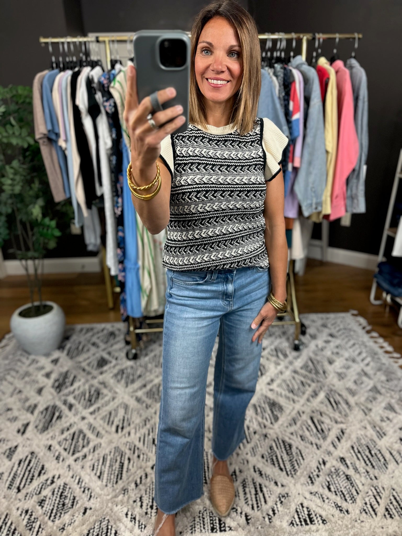 Greatest Moments Flutter Sleeve Knit Top-Short Sleeves-Skies Are Blue-Anna Kaytes Boutique, Women's Fashion Boutique in Grinnell, Iowa