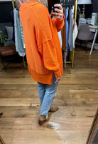 Game On Hi-Low Textured Sweater - Tangerine-Sweaters-Lavender J T1100-Anna Kaytes Boutique, Women's Fashion Boutique in Grinnell, Iowa