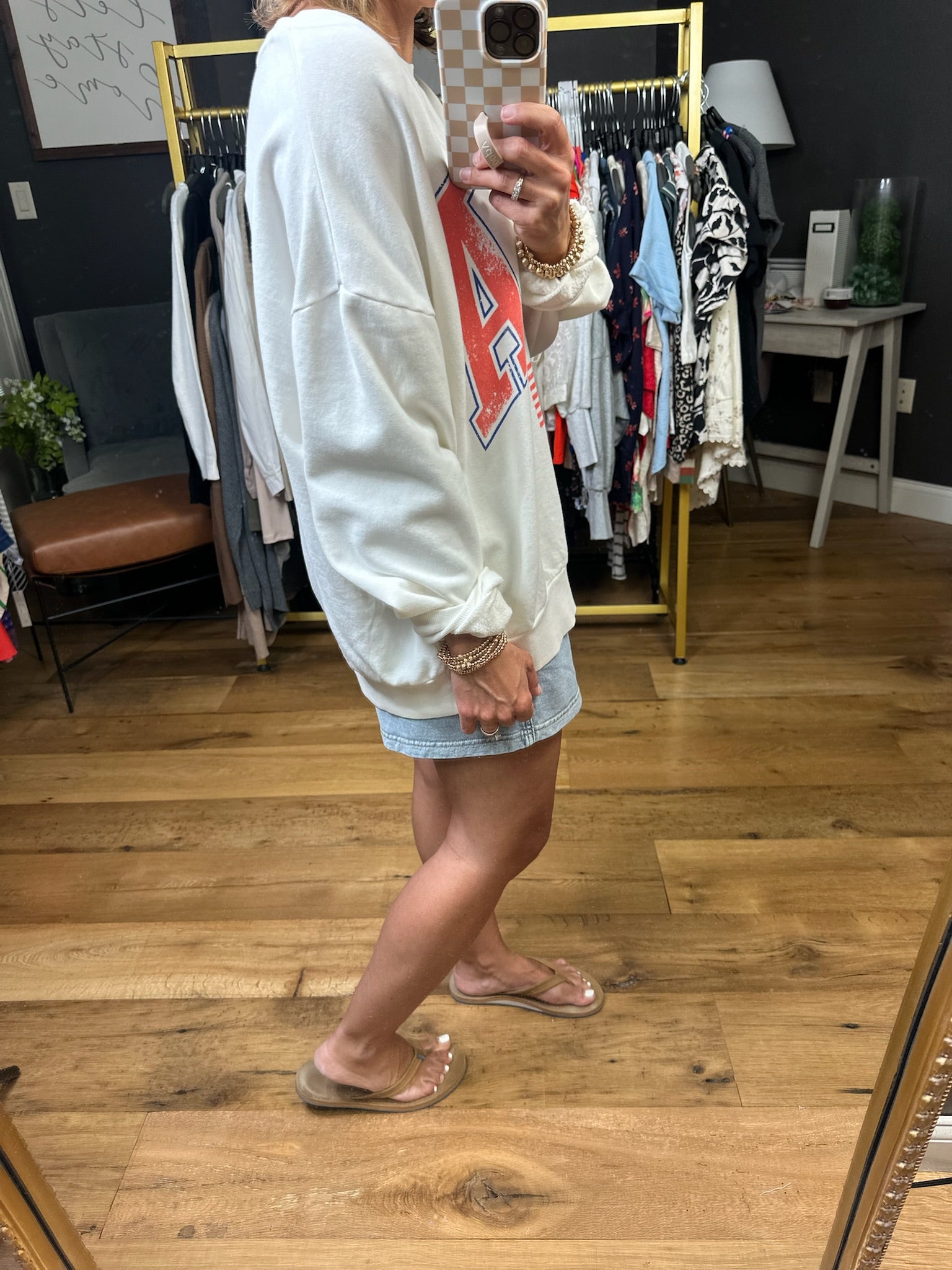 Flag Sunday Sweatshirt - Ivory-Z Supply-Anna Kaytes Boutique, Women's Fashion Boutique in Grinnell, Iowa