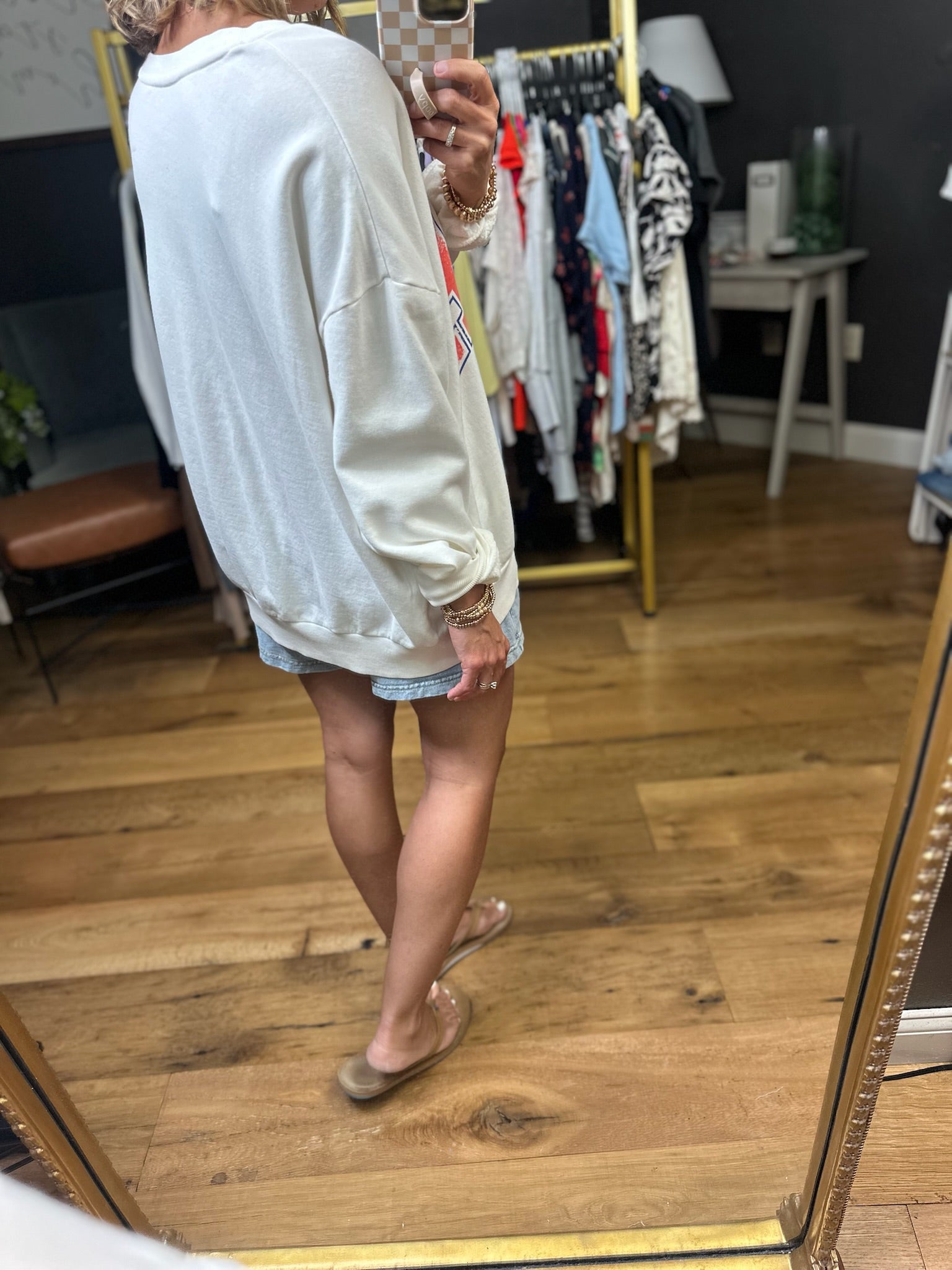 Flag Sunday Sweatshirt - Ivory-Z Supply-Anna Kaytes Boutique, Women's Fashion Boutique in Grinnell, Iowa