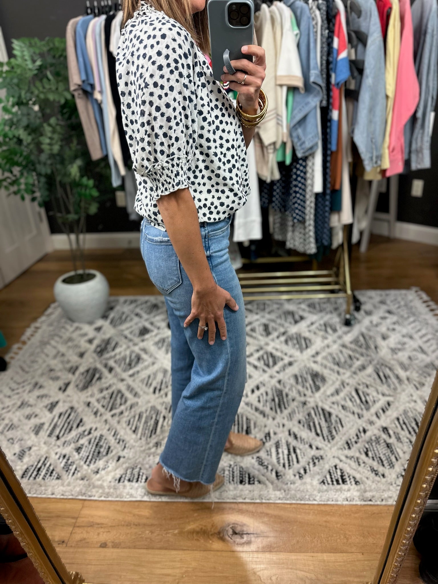 Name Your Price Patterned V-Neck Top-Short Sleeves-Doe & Rae-Anna Kaytes Boutique, Women's Fashion Boutique in Grinnell, Iowa