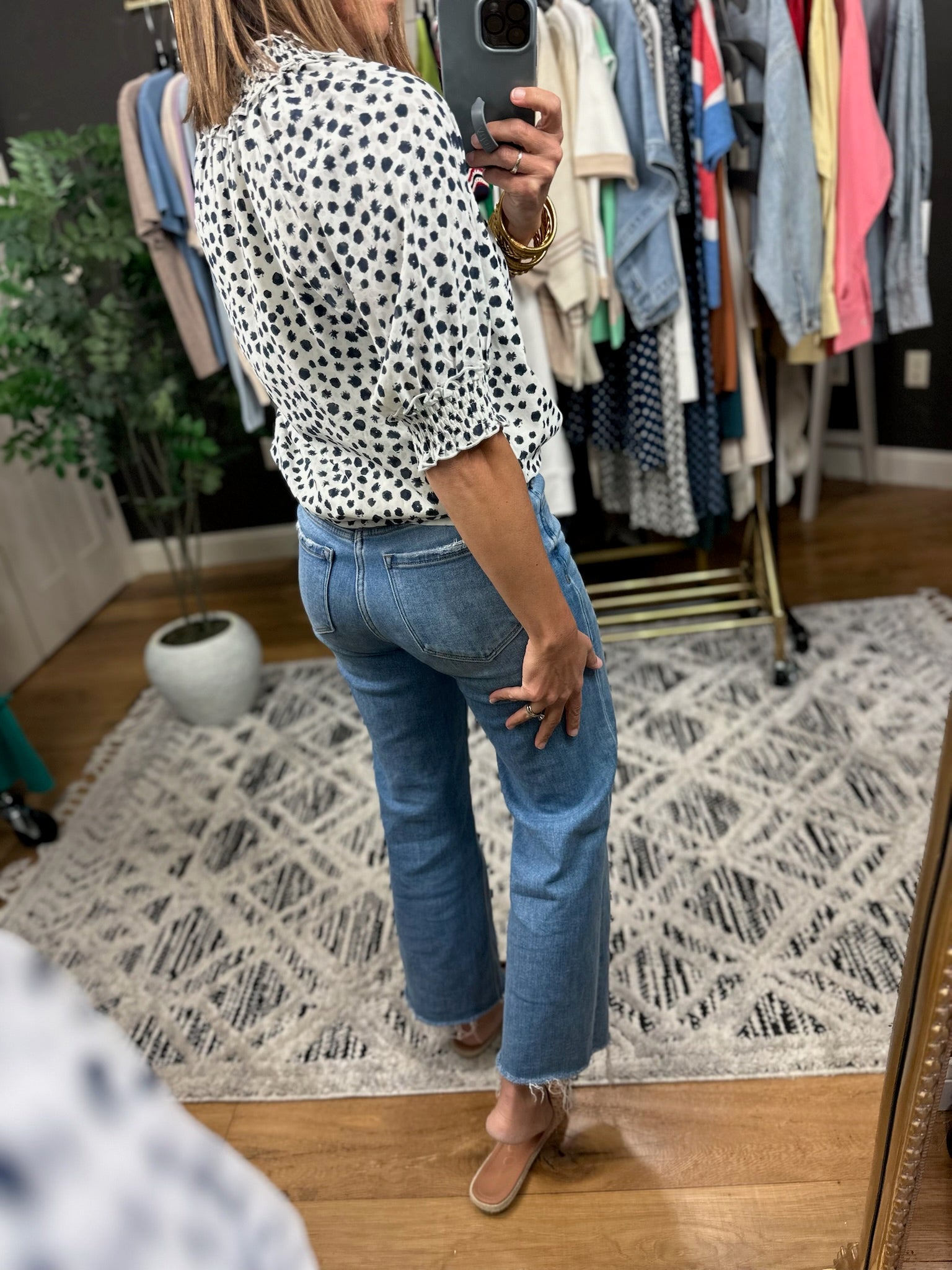 Name Your Price Patterned V-Neck Top-Short Sleeves-Doe & Rae-Anna Kaytes Boutique, Women's Fashion Boutique in Grinnell, Iowa