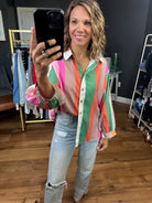 Leave You Breathless Button-Down Top - Multi-Entro T24500-Anna Kaytes Boutique, Women's Fashion Boutique in Grinnell, Iowa