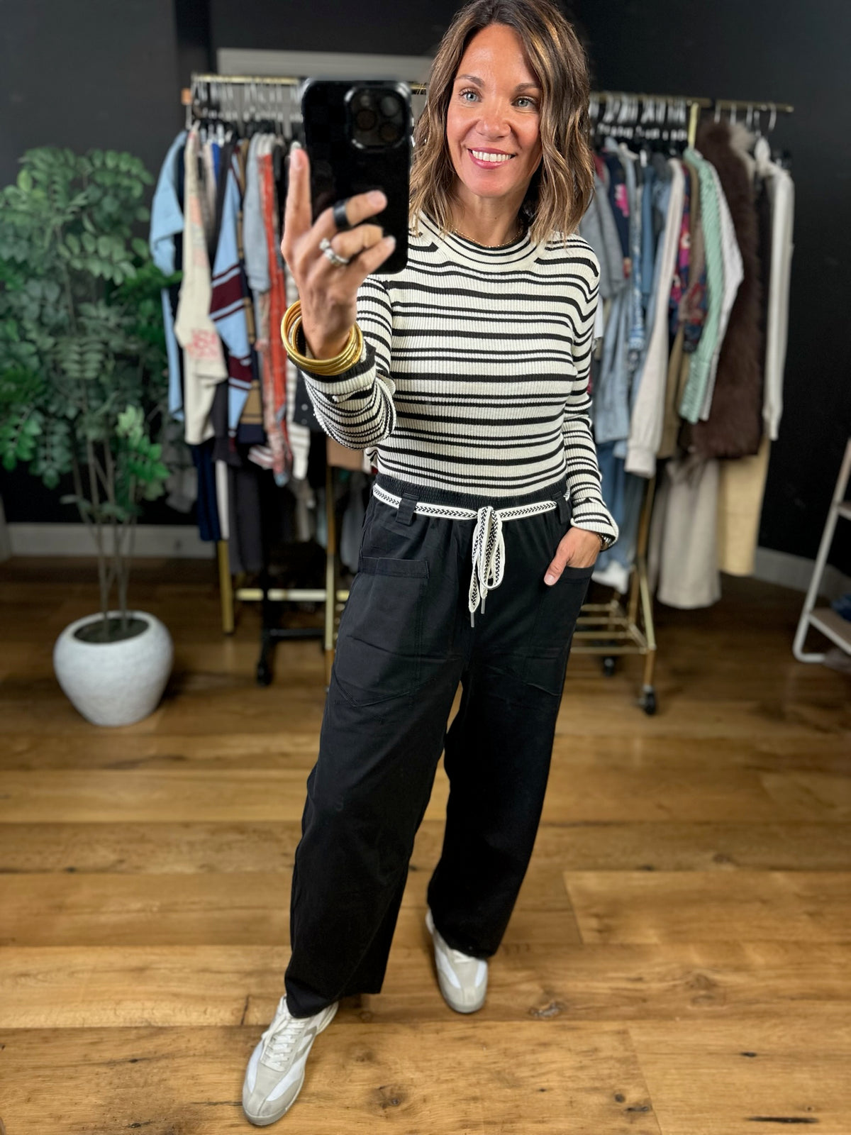 The Margot Mineral Wash Tie-Waist Pant-Pants-ee:some-Anna Kaytes Boutique, Women's Fashion Boutique in Grinnell, Iowa