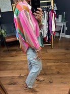 Leave You Breathless Button-Down Top - Multi-Entro T24500-Anna Kaytes Boutique, Women's Fashion Boutique in Grinnell, Iowa