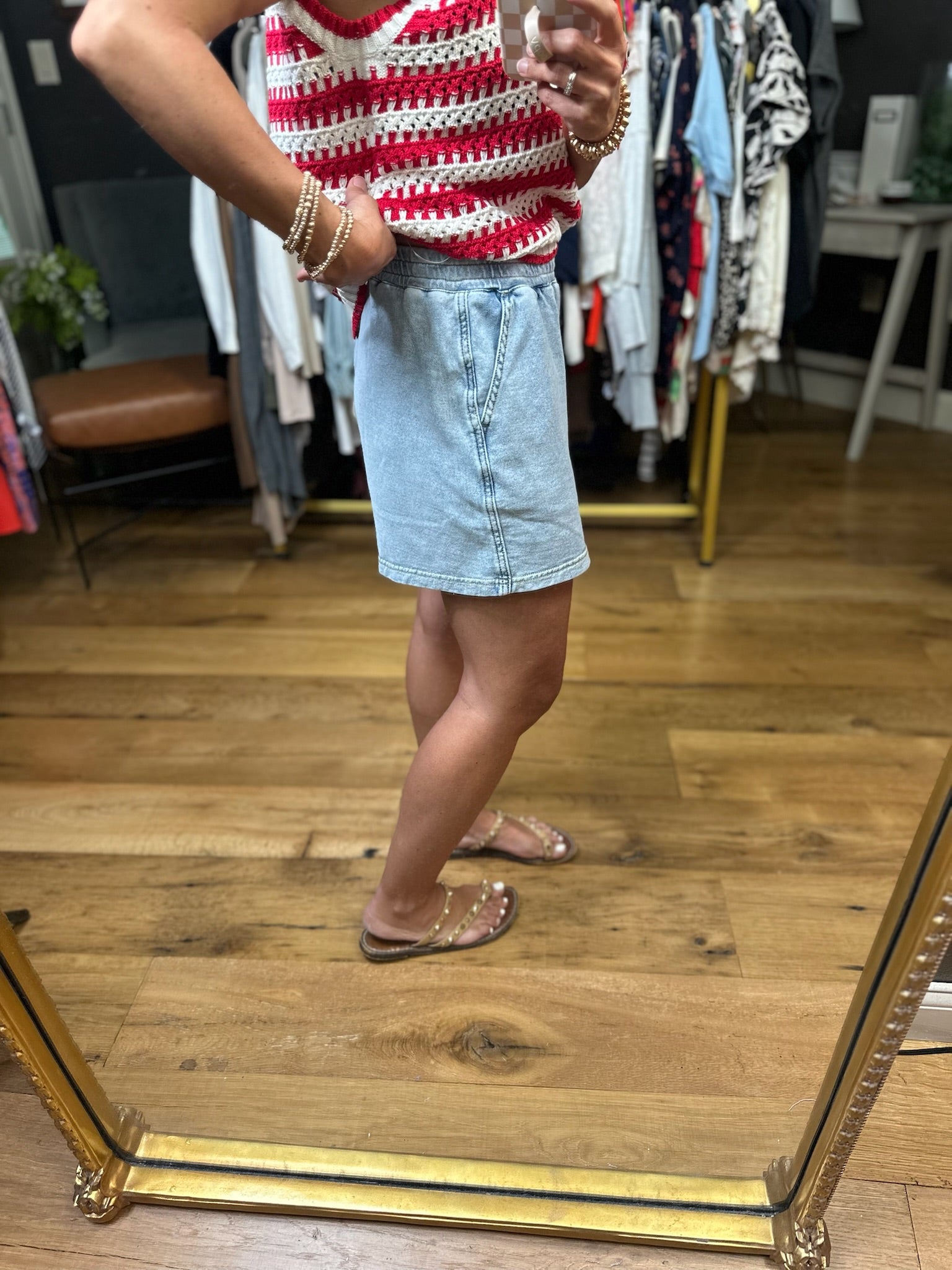 The Mattie Chambray Shorts - Light Denim-Be Cool-Anna Kaytes Boutique, Women's Fashion Boutique in Grinnell, Iowa