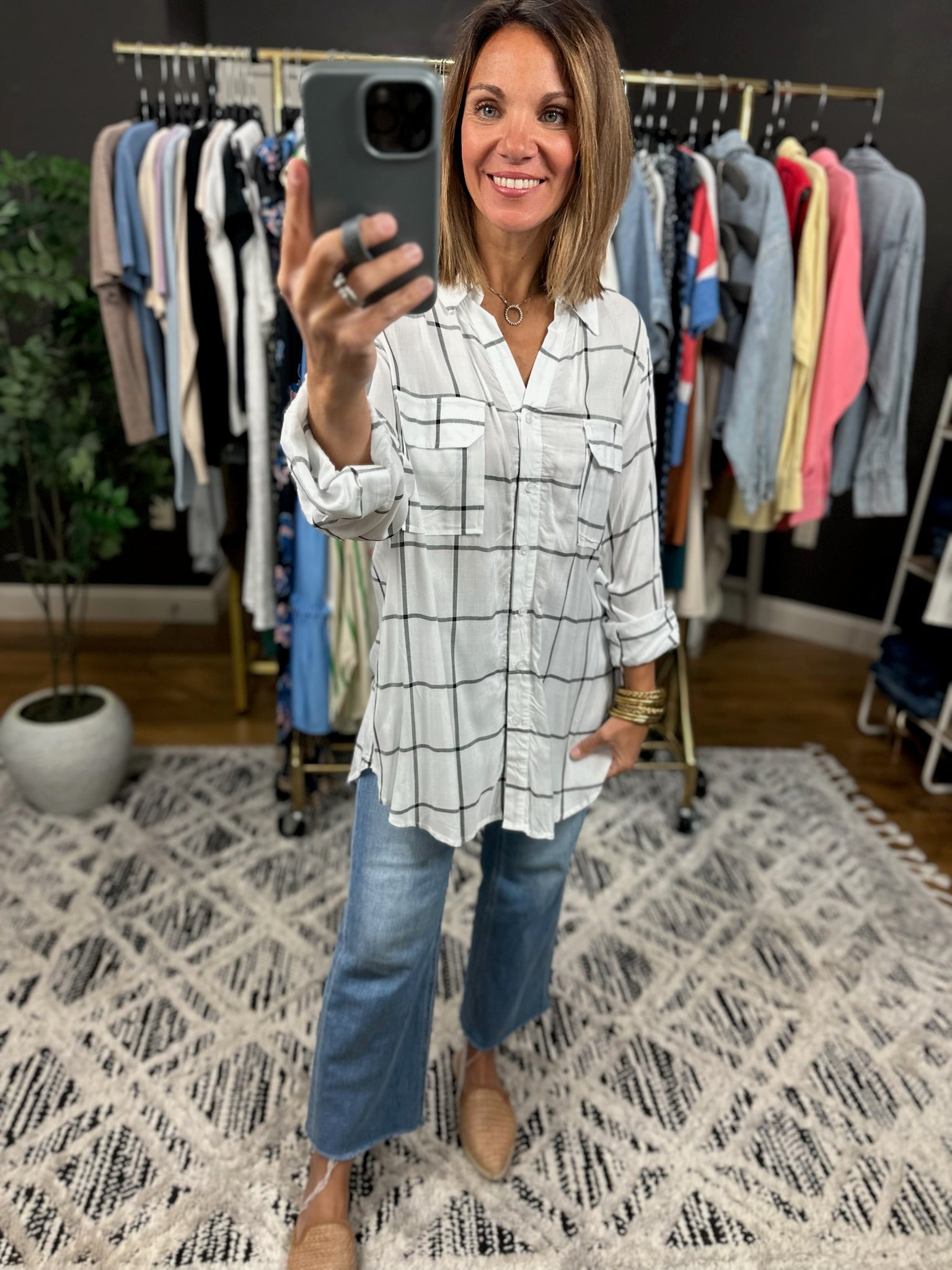 Make It Known Plaid Button-Down Top-Long Sleeves-The Workshop-Anna Kaytes Boutique, Women's Fashion Boutique in Grinnell, Iowa