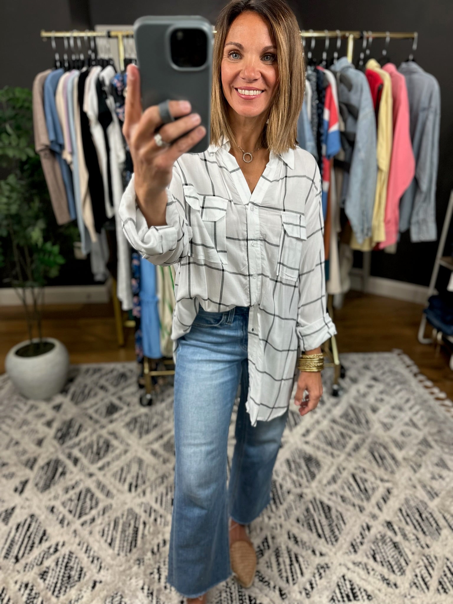 Make It Known Plaid Button-Down Top-Long Sleeves-The Workshop-Anna Kaytes Boutique, Women's Fashion Boutique in Grinnell, Iowa