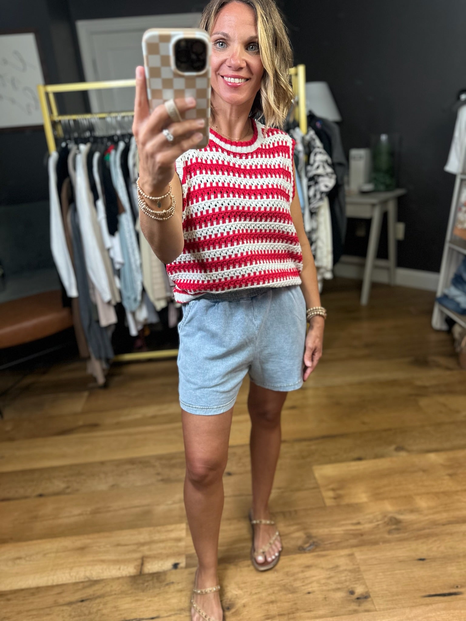 On The Move Striped Knit Top - White/Red-Wishlist-Anna Kaytes Boutique, Women's Fashion Boutique in Grinnell, Iowa