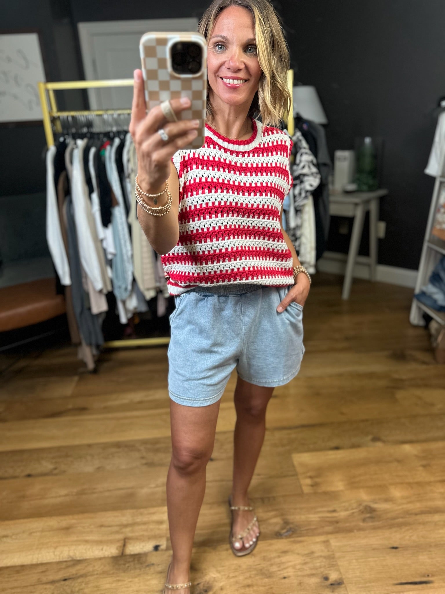 On The Move Striped Knit Top - White/Red-Wishlist-Anna Kaytes Boutique, Women's Fashion Boutique in Grinnell, Iowa