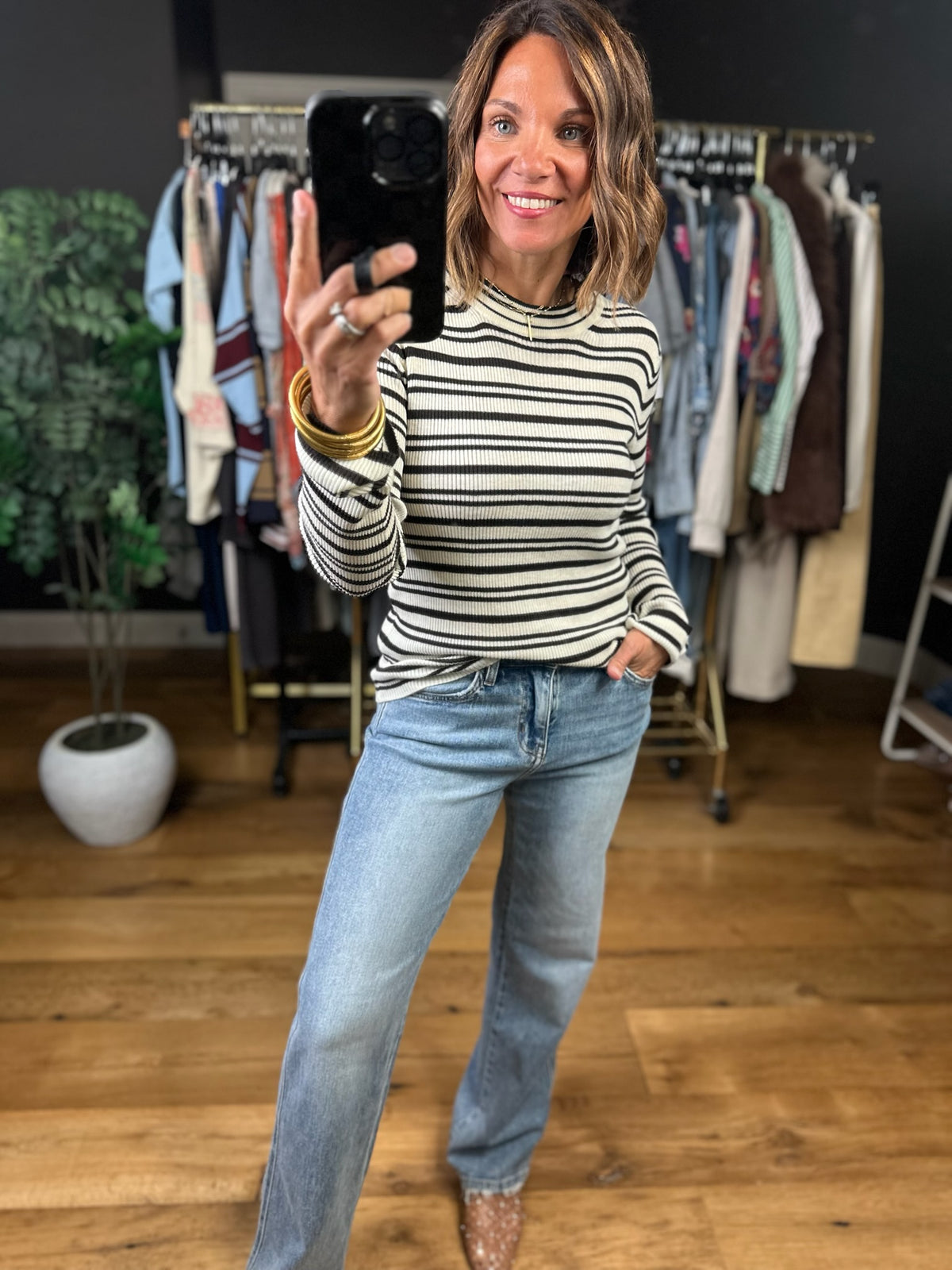 Carried Away Striped Long Sleeve Top-Long Sleeves-Thread & Supply-Anna Kaytes Boutique, Women's Fashion Boutique in Grinnell, Iowa