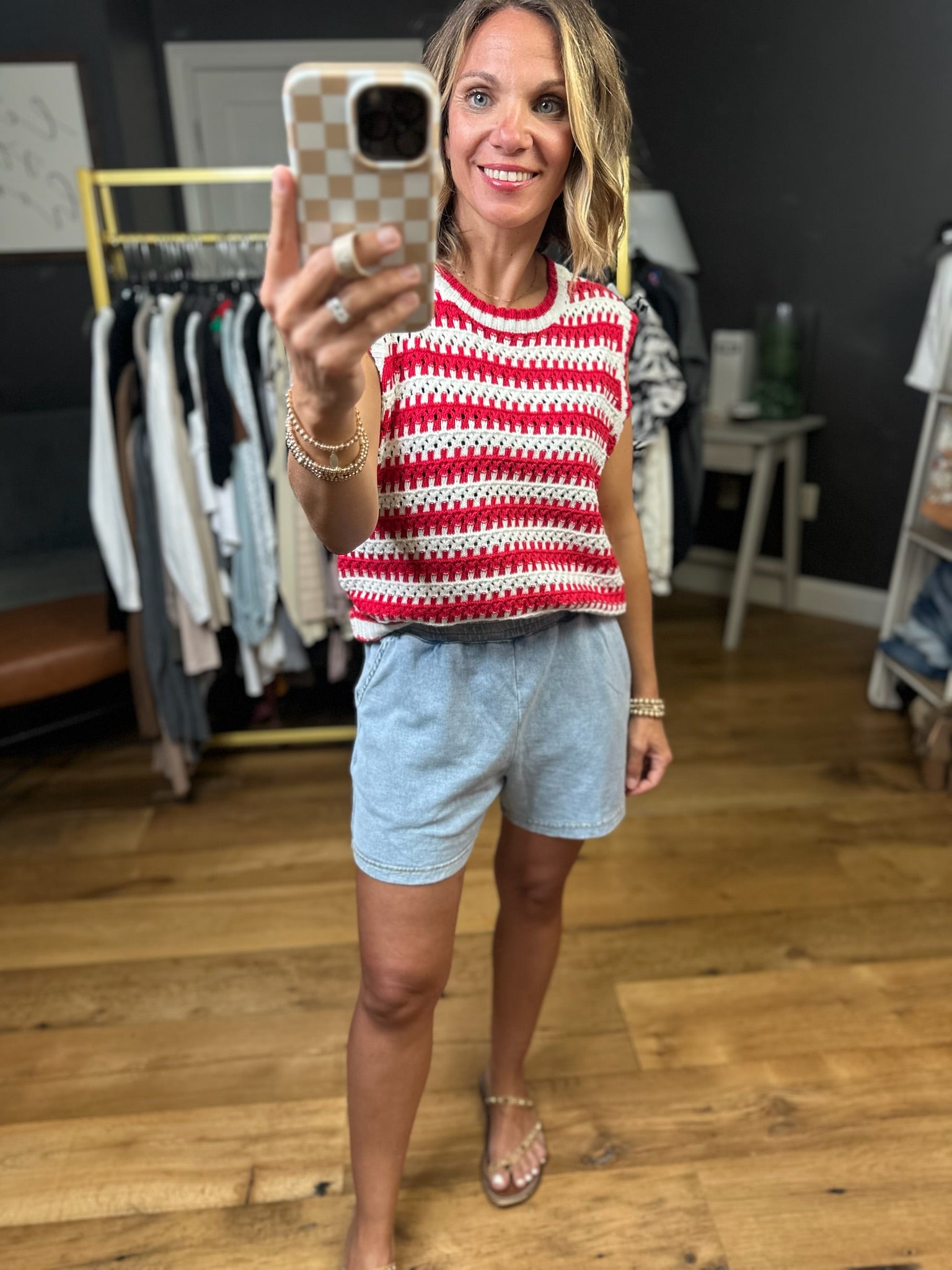 On The Move Striped Knit Top - White/Red-Wishlist-Anna Kaytes Boutique, Women's Fashion Boutique in Grinnell, Iowa