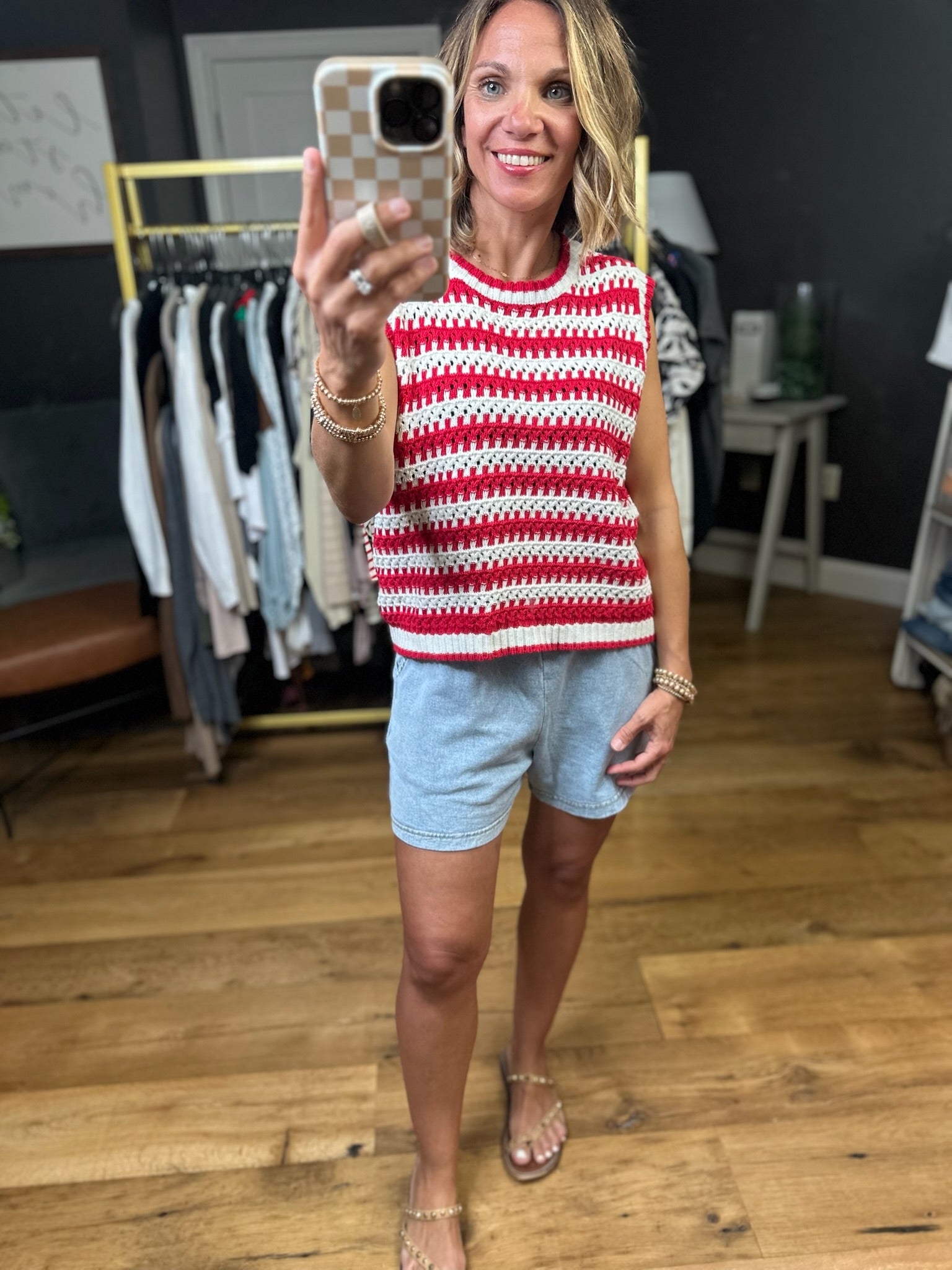 On The Move Striped Knit Top - White/Red-Wishlist-Anna Kaytes Boutique, Women's Fashion Boutique in Grinnell, Iowa