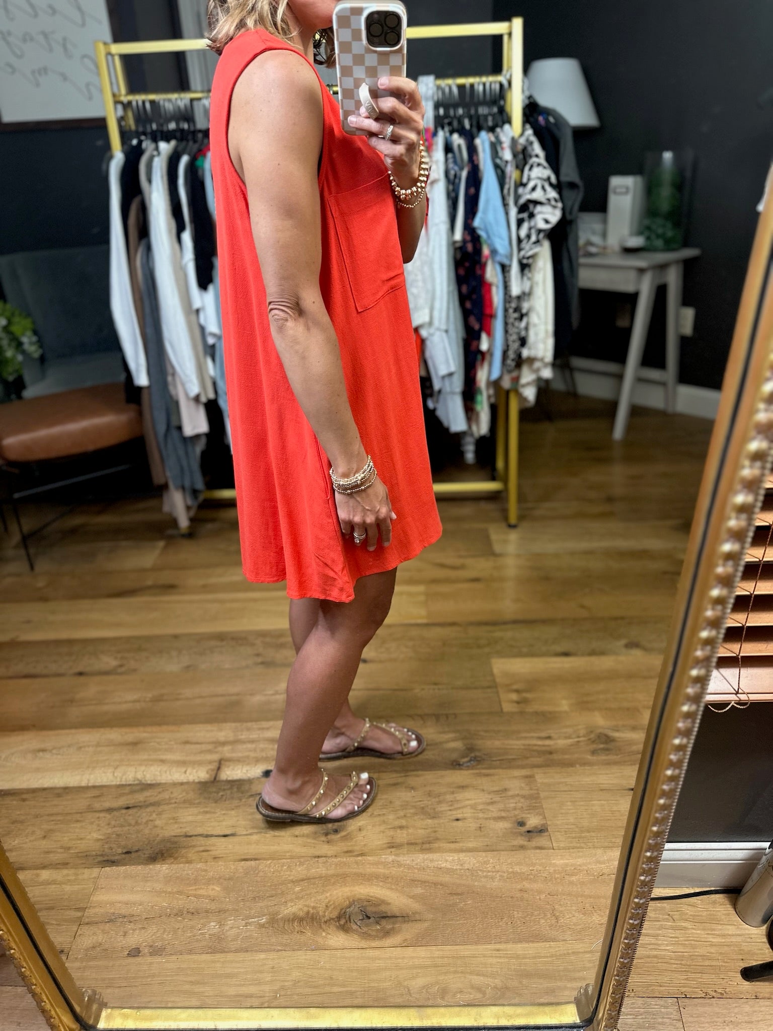 Tell That Story Button-Detail Romper - Tomato-Eesome-Anna Kaytes Boutique, Women's Fashion Boutique in Grinnell, Iowa