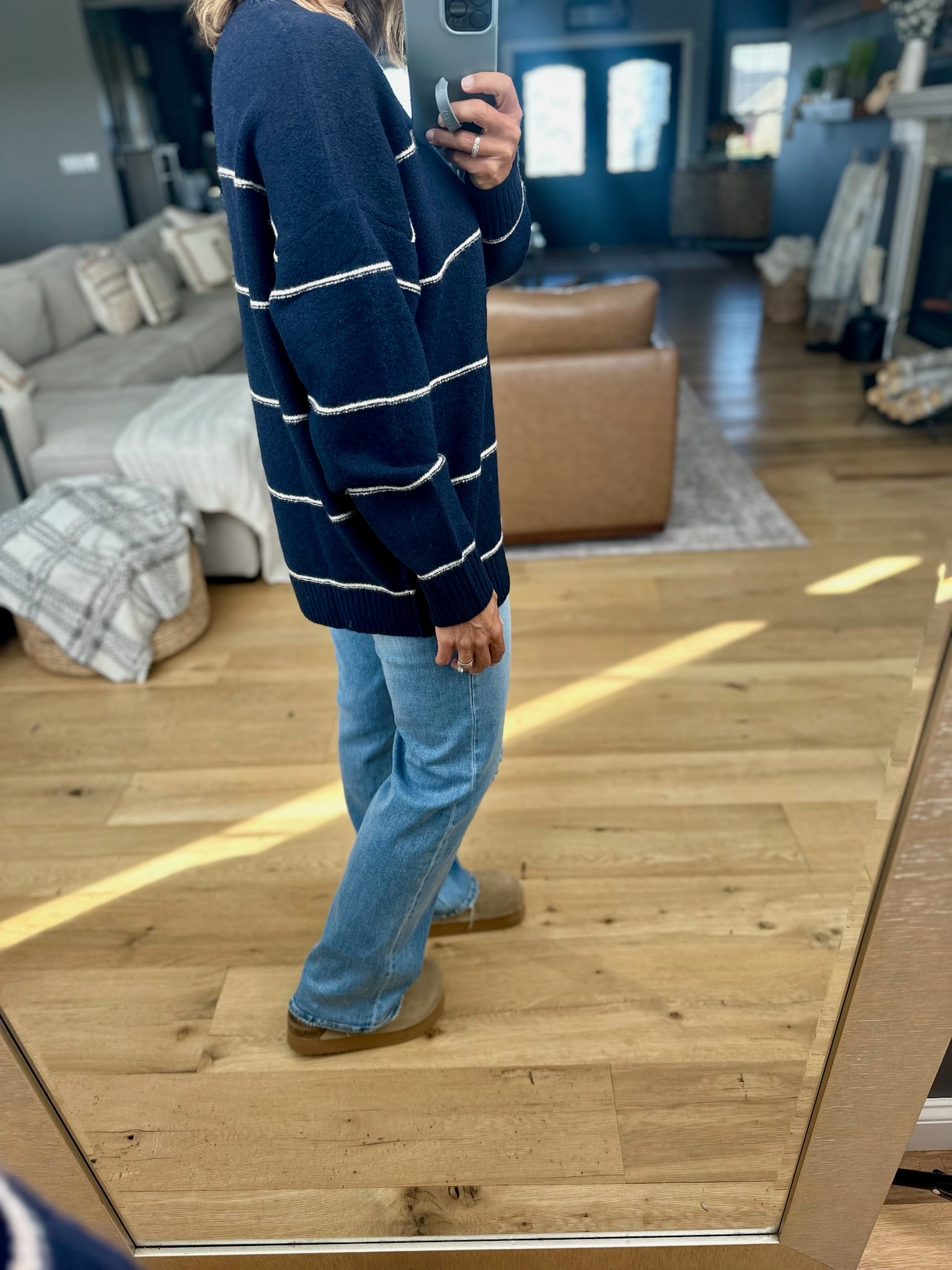 Take A Look Striped Knit Sweater-Sweaters-Blu Pepper-Anna Kaytes Boutique, Women's Fashion Boutique in Grinnell, Iowa