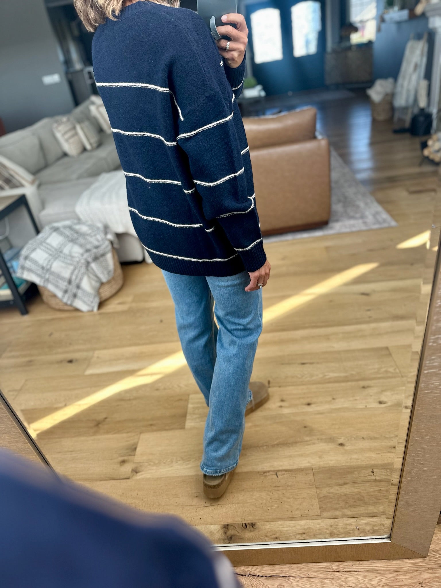 Take A Look Striped Knit Sweater-Sweaters-Blu Pepper-Anna Kaytes Boutique, Women's Fashion Boutique in Grinnell, Iowa