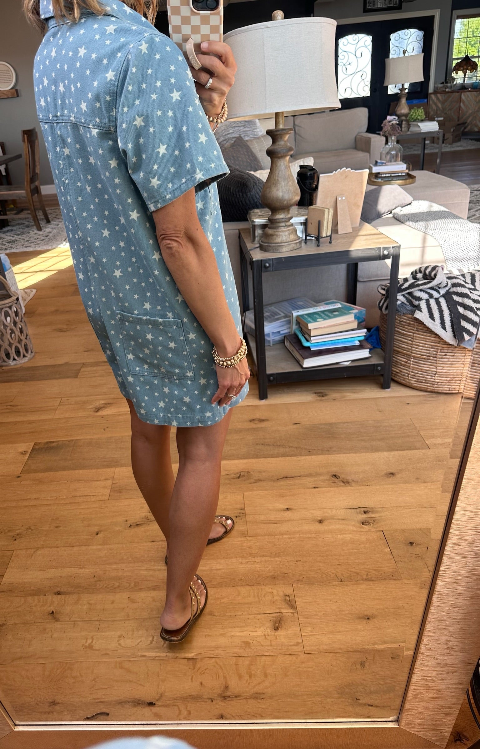 Feeling Free Star Button-Down Romper - Denim-Wishlist-Anna Kaytes Boutique, Women's Fashion Boutique in Grinnell, Iowa