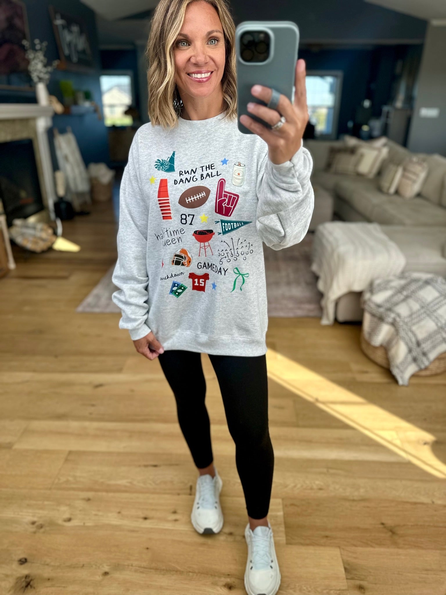 Run The Dang Ball Crewneck Sweatshirt-Sweaters-Etta & East-Anna Kaytes Boutique, Women's Fashion Boutique in Grinnell, Iowa