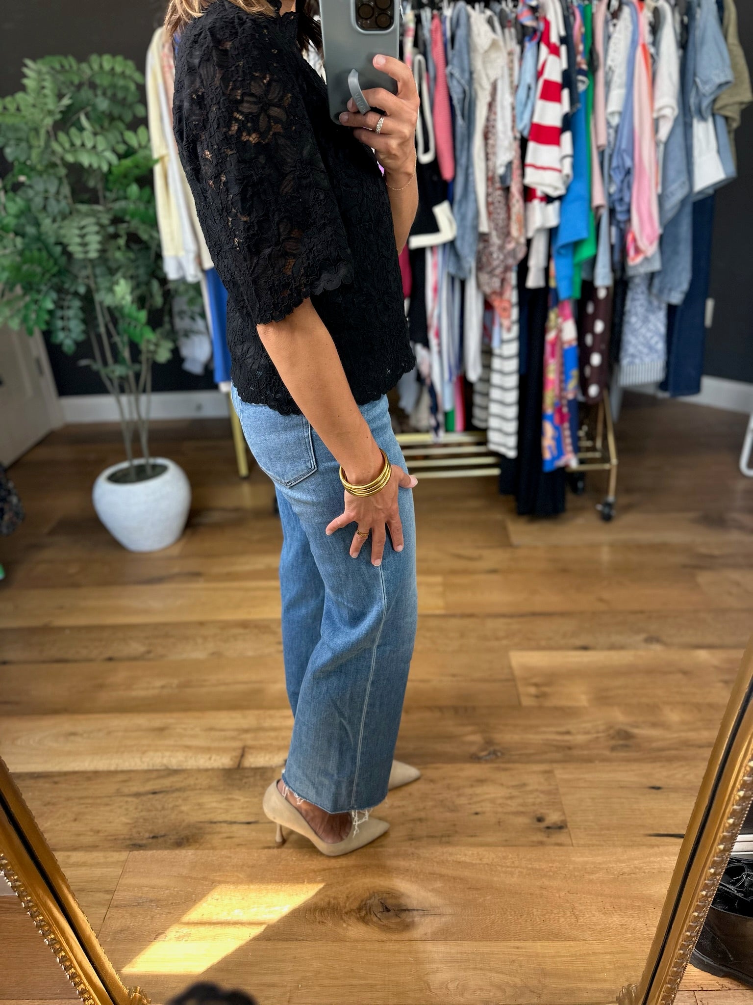 Thoughts For You Lace Top-Short Sleeves-Doe & Rae-Anna Kaytes Boutique, Women's Fashion Boutique in Grinnell, Iowa