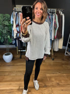 On An Adventure Textured Crew Top-Sweaters-Very J-Anna Kaytes Boutique, Women's Fashion Boutique in Grinnell, Iowa