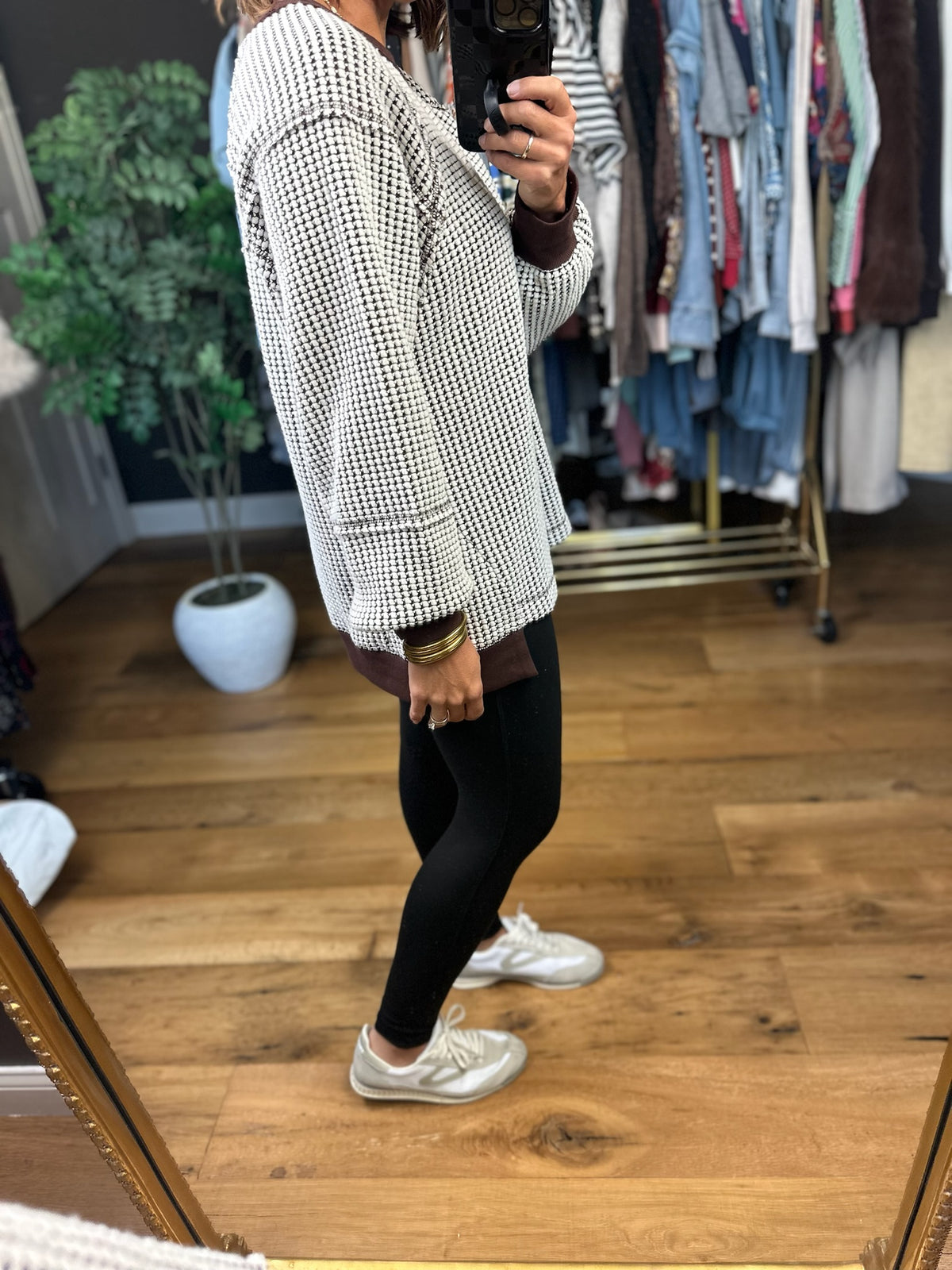 On An Adventure Textured Crew Top-Sweaters-Very J-Anna Kaytes Boutique, Women's Fashion Boutique in Grinnell, Iowa