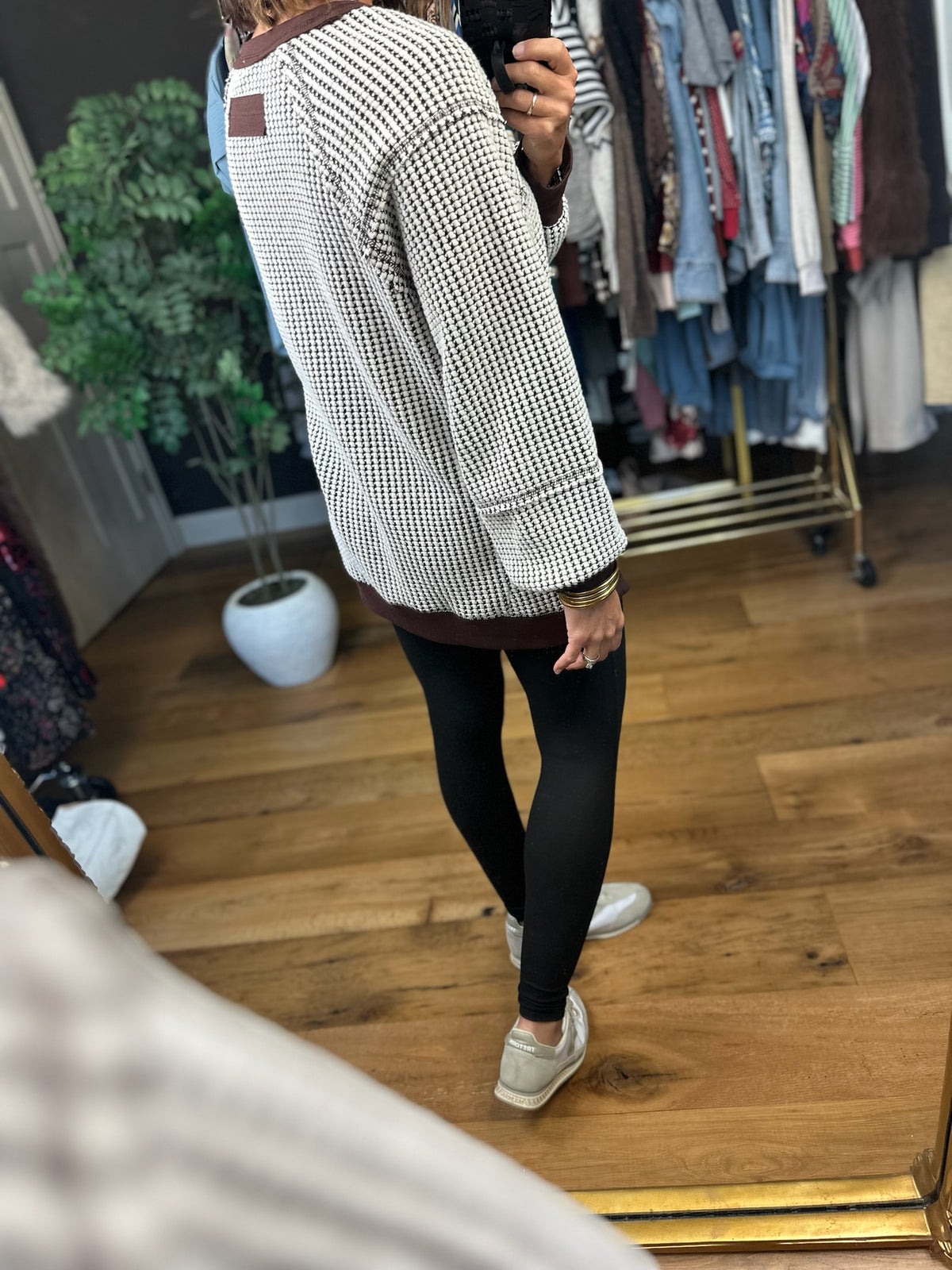 On An Adventure Textured Crew Top-Sweaters-Very J-Anna Kaytes Boutique, Women's Fashion Boutique in Grinnell, Iowa