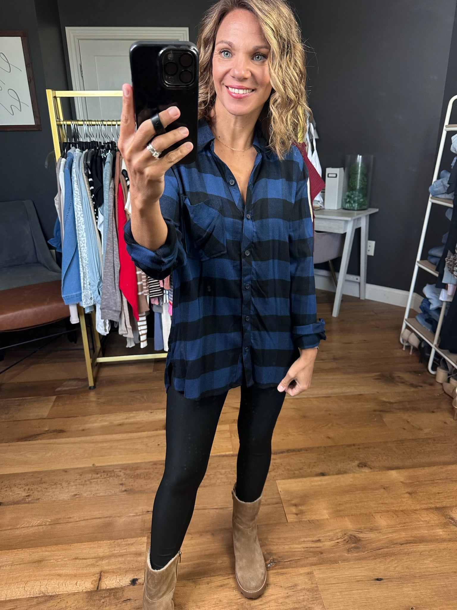 Make you Miss Buffalo Plaid Button-Down Top - Multiple Options-Be Cool-Anna Kaytes Boutique, Women's Fashion Boutique in Grinnell, Iowa