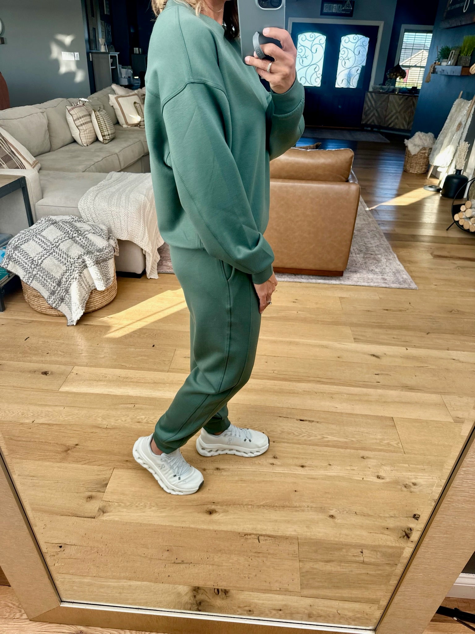 Colder Weather Scuba Crew + Jogger Set-Two Piece Set-Zenana-Anna Kaytes Boutique, Women's Fashion Boutique in Grinnell, Iowa