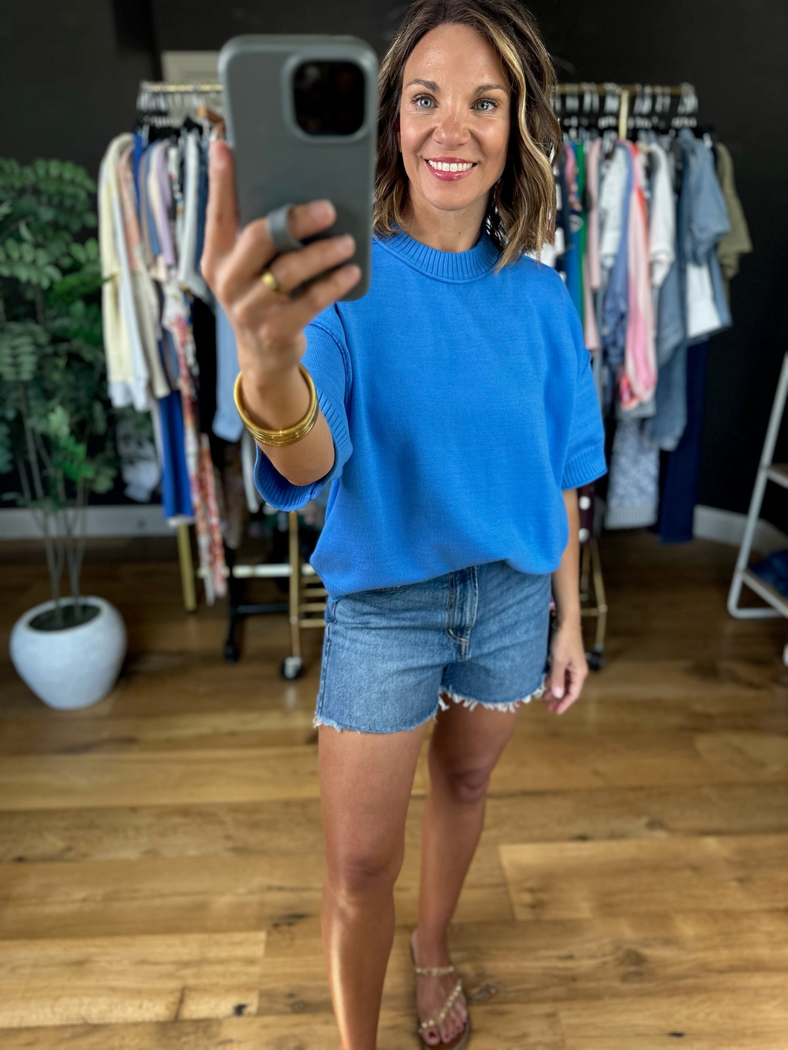 All Over Again Knit Short Sleeve Top-Short Sleeves-Glam-Anna Kaytes Boutique, Women's Fashion Boutique in Grinnell, Iowa