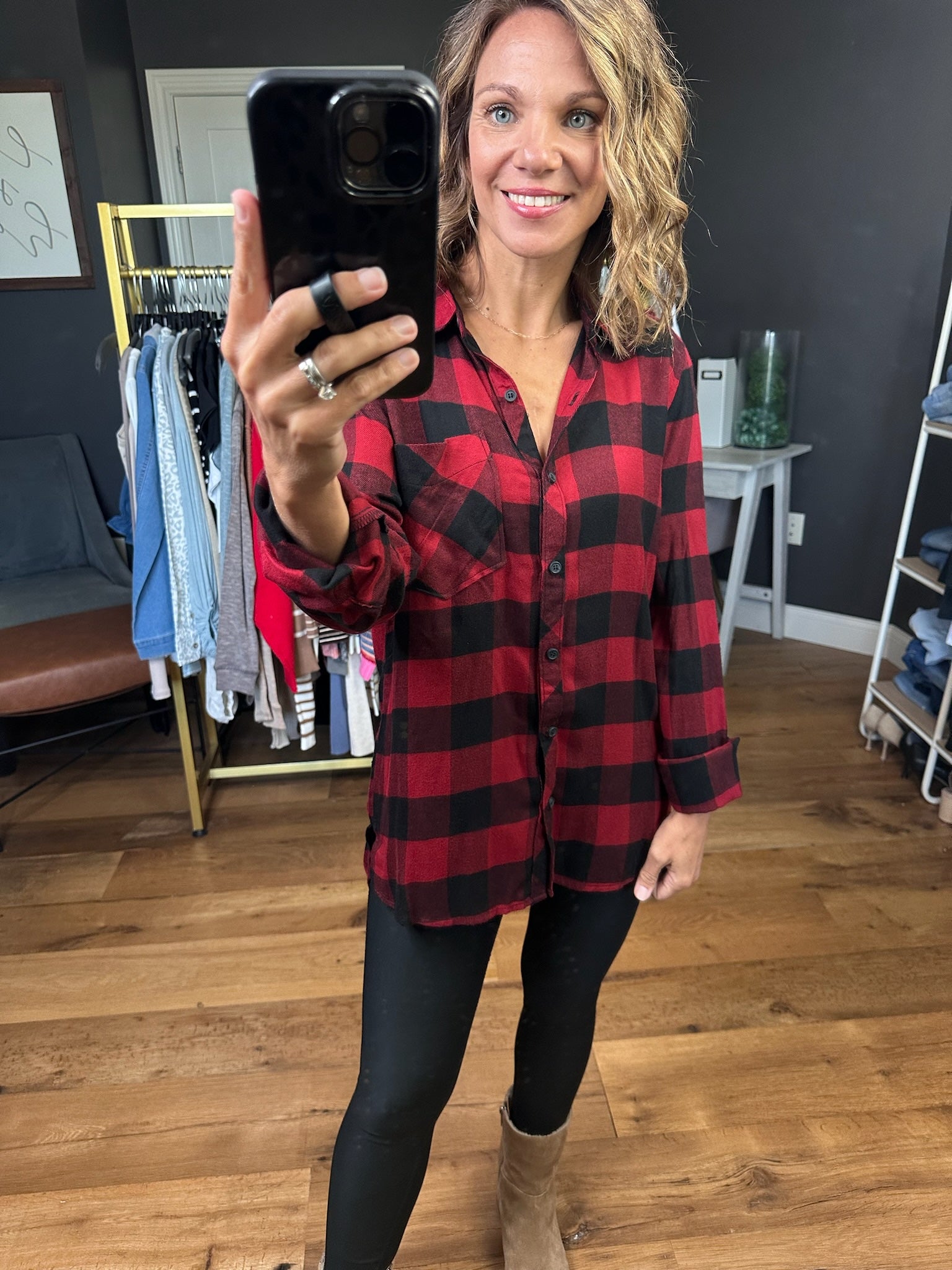 Make you Miss Buffalo Plaid Button-Down Top - Multiple Options-Be Cool-Anna Kaytes Boutique, Women's Fashion Boutique in Grinnell, Iowa