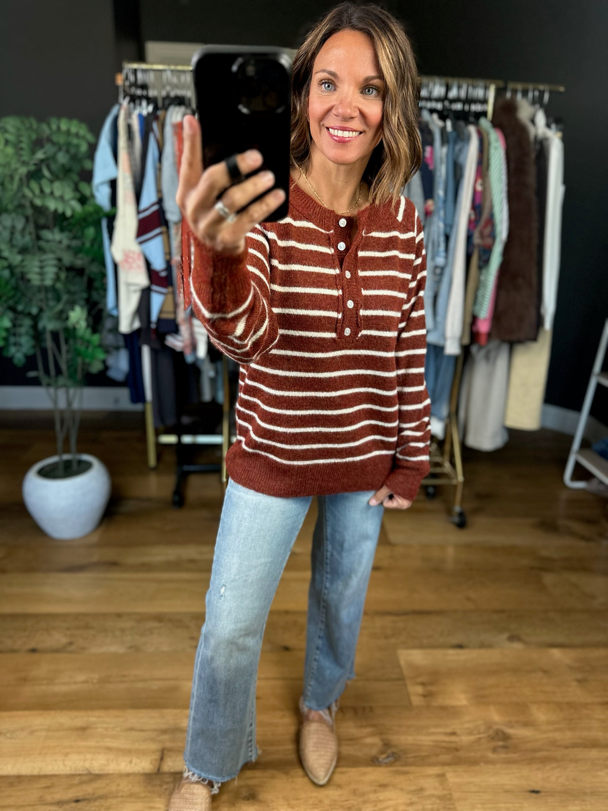 Thankful Feeling Striped Sweater-Sweaters-Staccato-Anna Kaytes Boutique, Women's Fashion Boutique in Grinnell, Iowa
