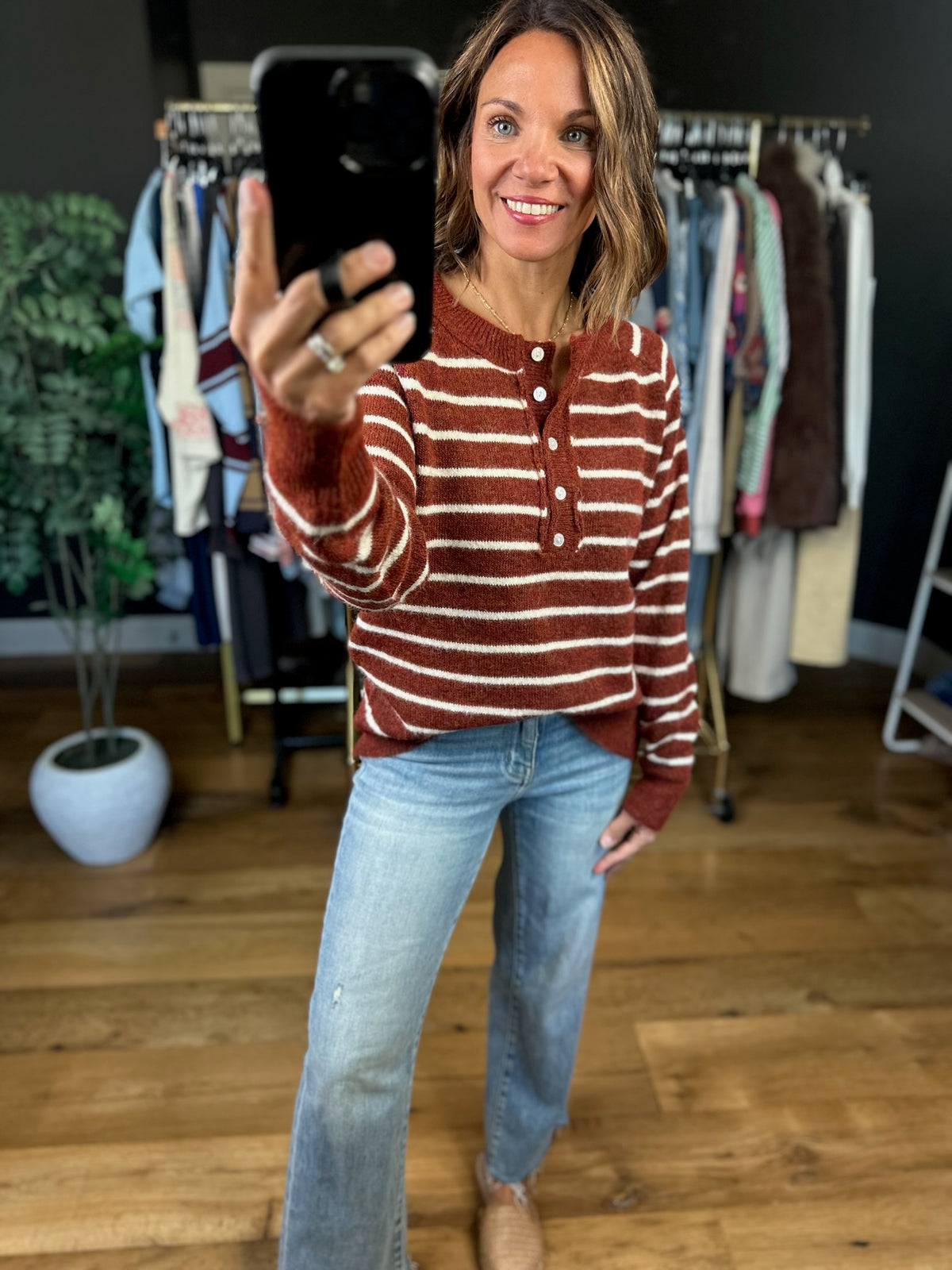 Thankful Feeling Striped Sweater-Sweaters-Staccato-Anna Kaytes Boutique, Women's Fashion Boutique in Grinnell, Iowa