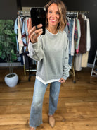 Be Right Back Faux-Layered Crewneck Sweatshirt-Sweaters-By Together-Anna Kaytes Boutique, Women's Fashion Boutique in Grinnell, Iowa
