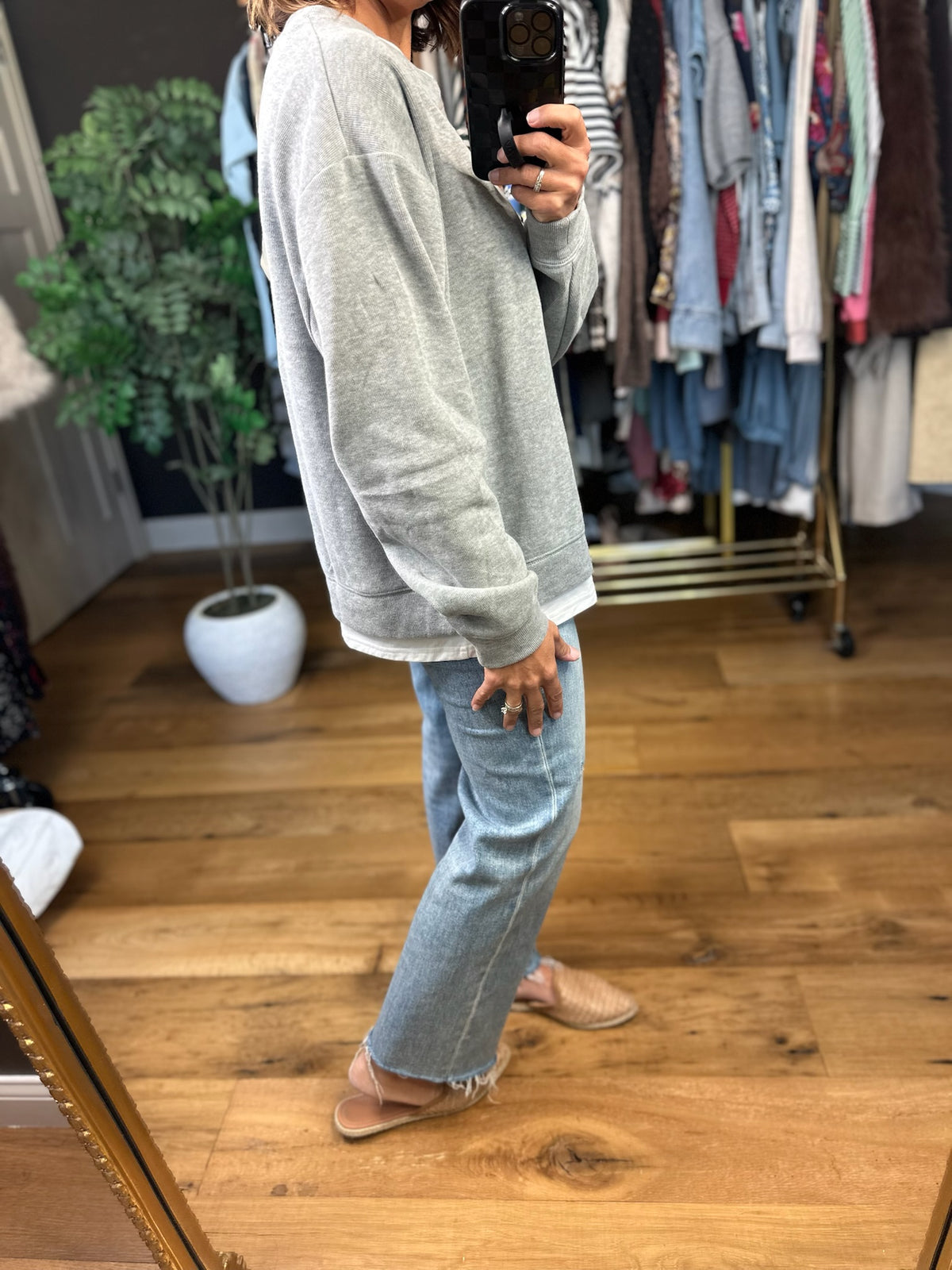 Be Right Back Faux-Layered Crewneck Sweatshirt-Sweaters-By Together-Anna Kaytes Boutique, Women's Fashion Boutique in Grinnell, Iowa