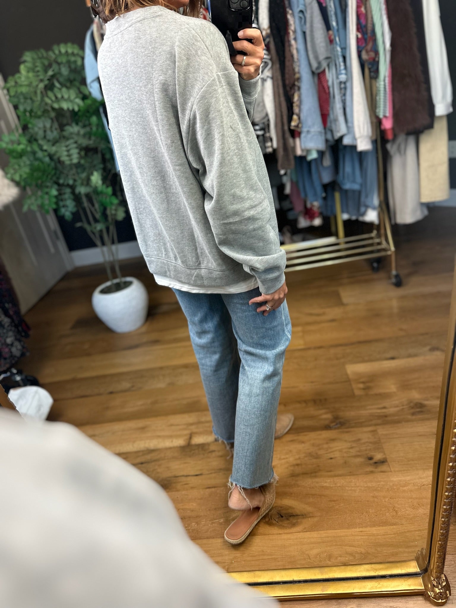 Be Right Back Faux-Layered Crewneck Sweatshirt-Sweaters-By Together-Anna Kaytes Boutique, Women's Fashion Boutique in Grinnell, Iowa